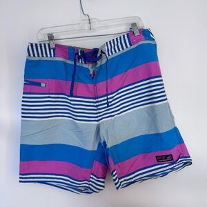 Patagonia Wavefarer Board Shorts Pink Blue Stripe size 35
